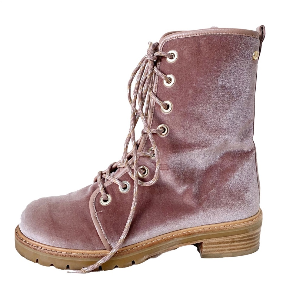Stuart Weitzman Metermaid Velvet Combat Boots Size 7.5/8 Worn Once!